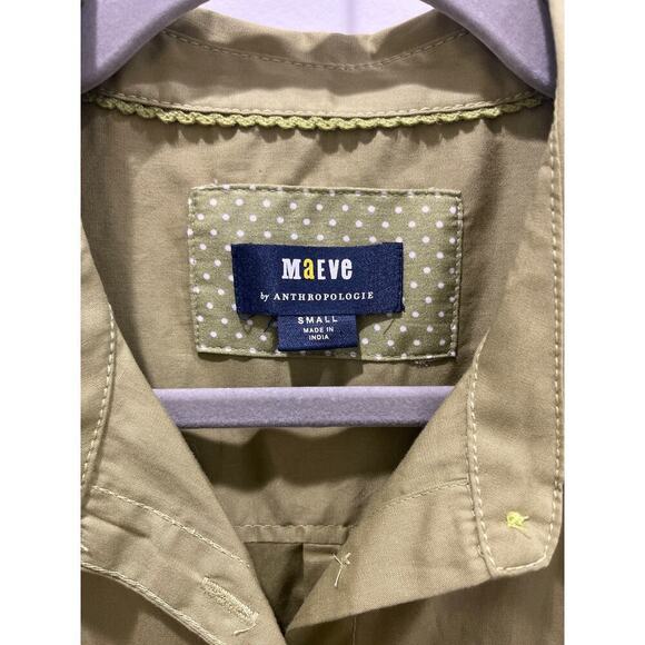 Maeve by Anthropologie Oversized Sage Green Button Down Shirt Sz S - Picture 3 of 6